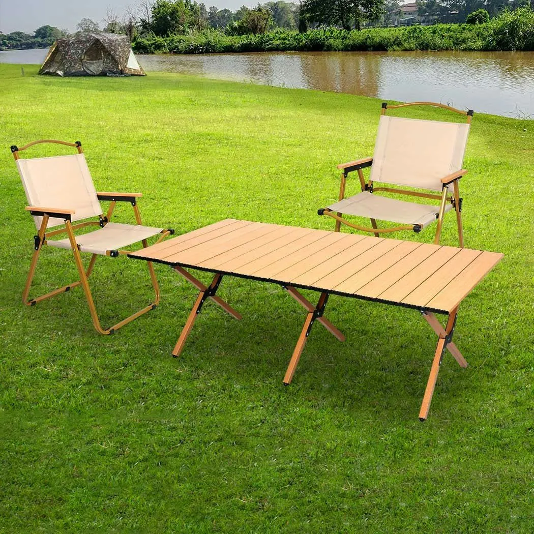 Levede Folding Camping Table Chair Set Portable Picnic Outdoor Foldable Chairs