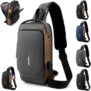 Leyweio Bag, Auricz Sling Bags, New Carbon Fiber Streamline Anti-Theft Sling Bag, USB Charging Sport Sling