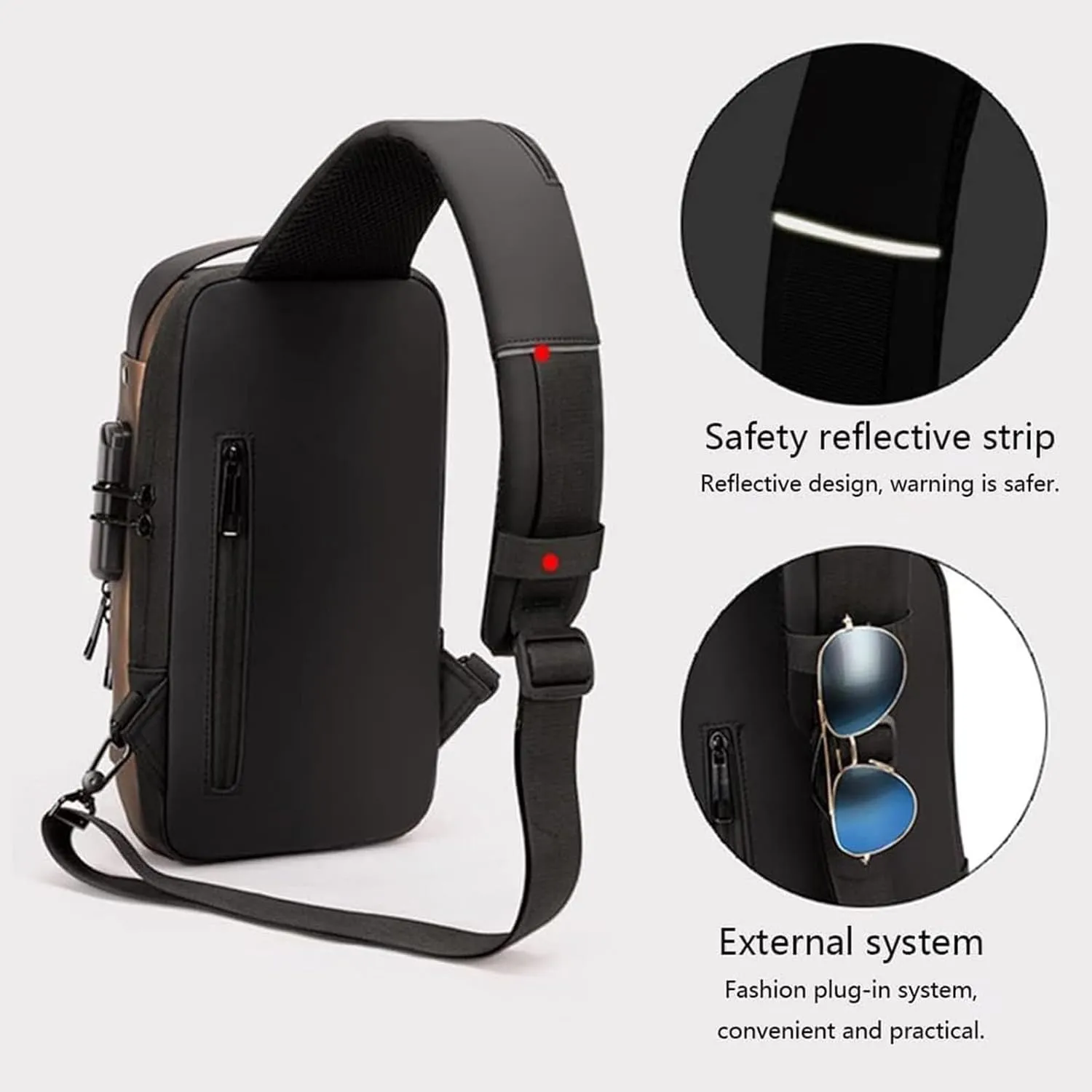 Leyweio Bag, Auricz Sling Bags, New Carbon Fiber Streamline Anti-Theft Sling Bag, USB Charging Sport Sling