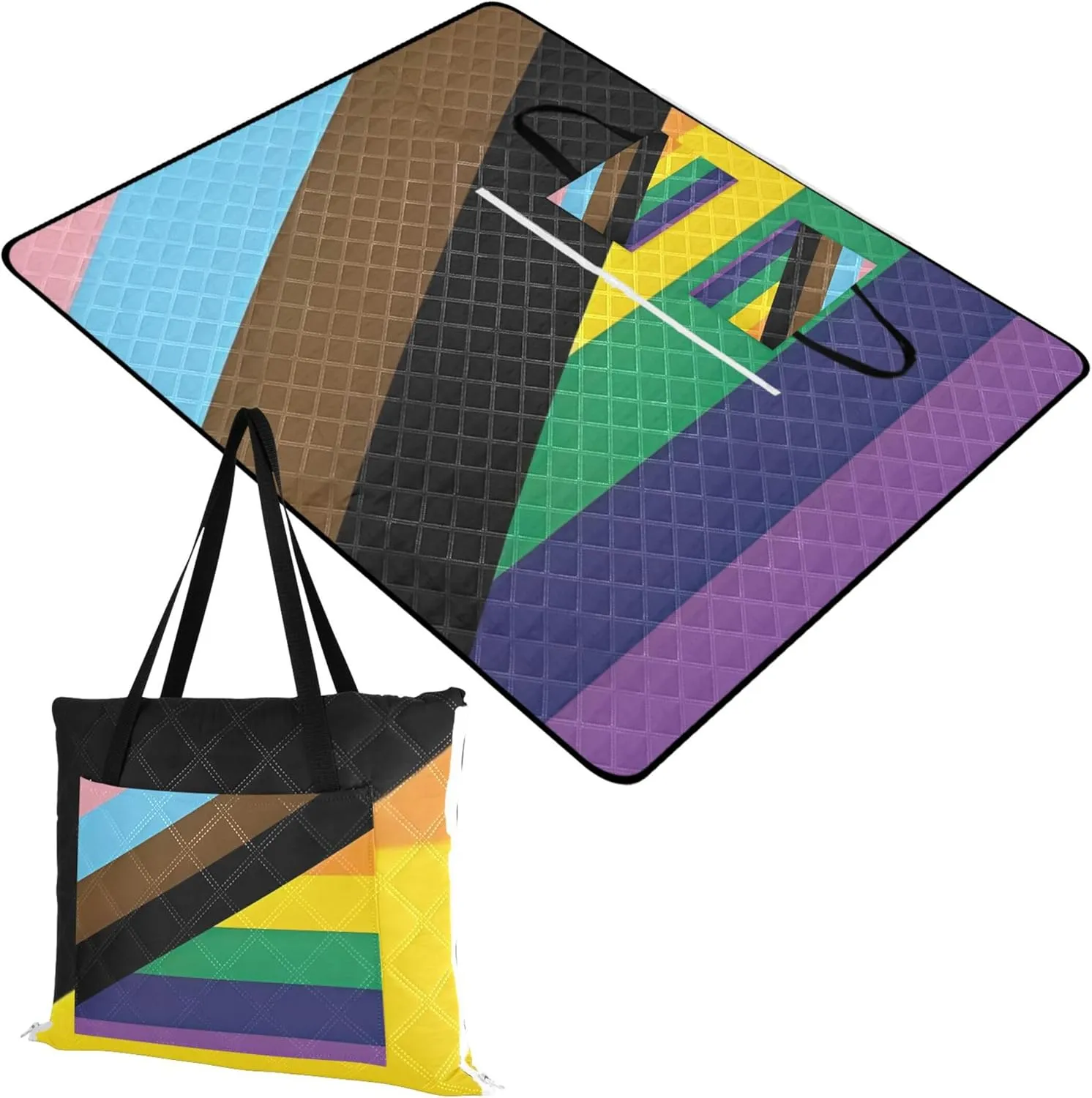 LGBTQ Pride Flag Rainbow LGBT Beach Mat Sand Free Waterproof, Outdoor Blanket for Grass Foldable Picnic Blankets Large, 80" x 60"