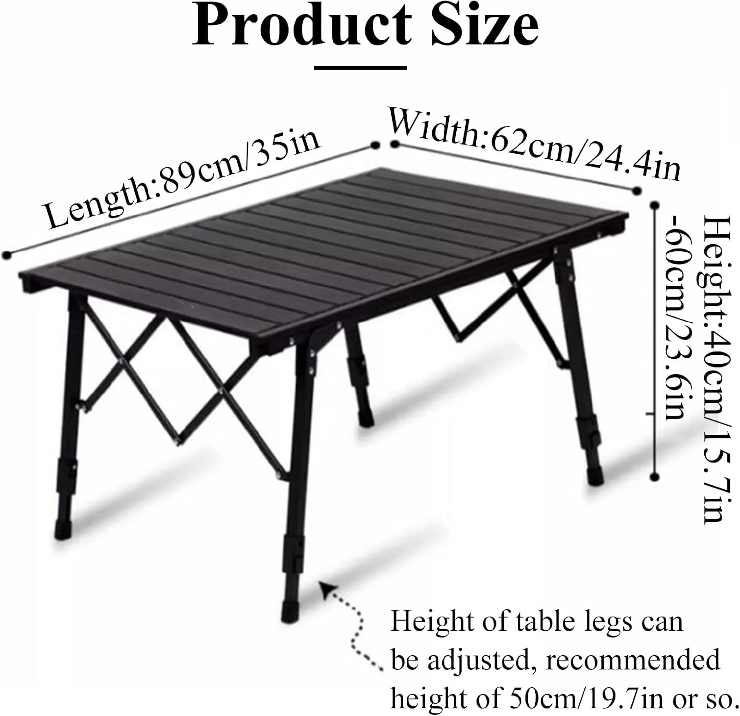Liftable Camping Table Aluminum Folding Camping Table Roll Up Tables for Camping with Storage Bag Outdoor Portable Design