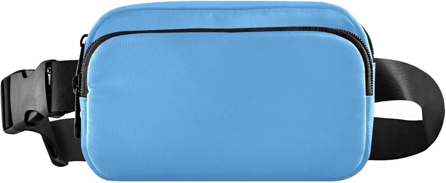 Light Blue Fanny Belt Bag Waist Packs Crossbody Bags Bum Bag for Running Hiking Travel Workout Adjustable Strap for Women Men