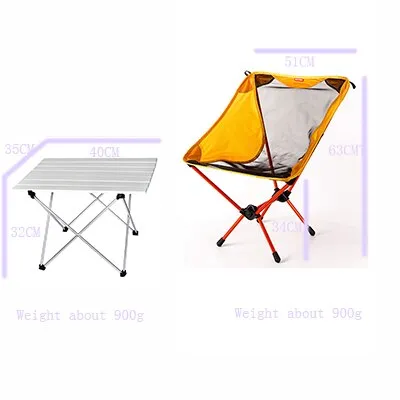 Light Set Portable Foldable Camping Set Folding Table Chair Desk Traveling 7075 Al Alloy Ultralight Gray Golden Outdoor Set