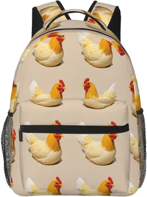 Lightweight Daypack Bookbag for Trekking Business Walking Cycling - Big Capacity Anti-Theft Multipurpose Carry On Bag, Chicken Rooster Art Business Computer Bag