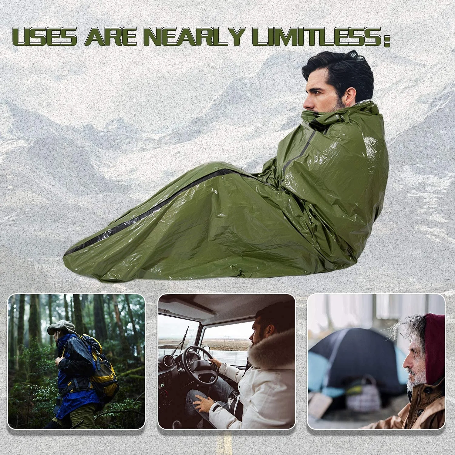 Lightweight Emergency Outdoor Keep Hiking Other Hurricanes Warm and Survival Sack Use Gear Bag Disasters Camping Blanket after Survival for as Earthquakes, Wide array Sleeping Limited-stock deal Emergency Bivy
