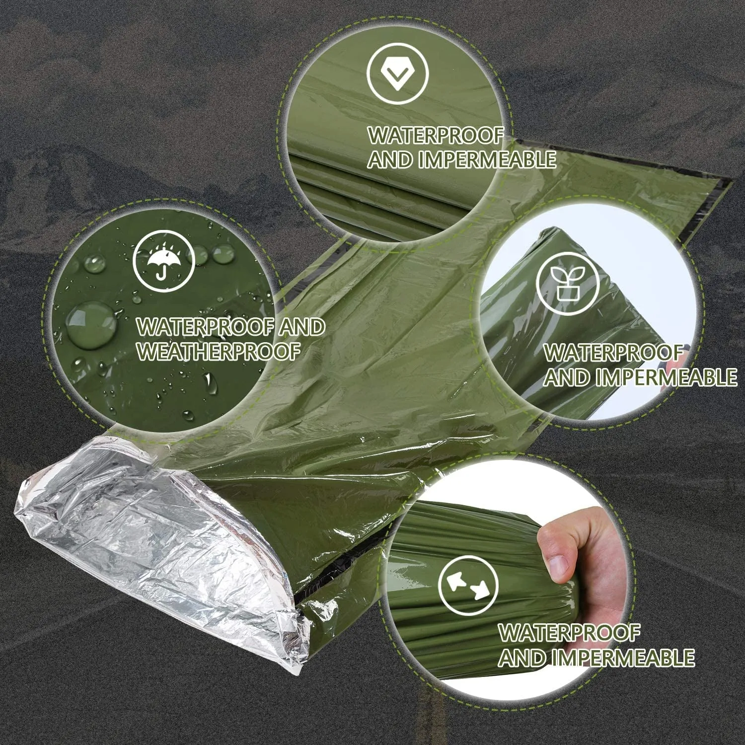 Lightweight Emergency Outdoor Keep Hiking Other Hurricanes Warm and Survival Sack Use Gear Bag Disasters Camping Blanket after Survival for as Earthquakes, Wide array Sleeping Limited-stock deal Emergency Bivy