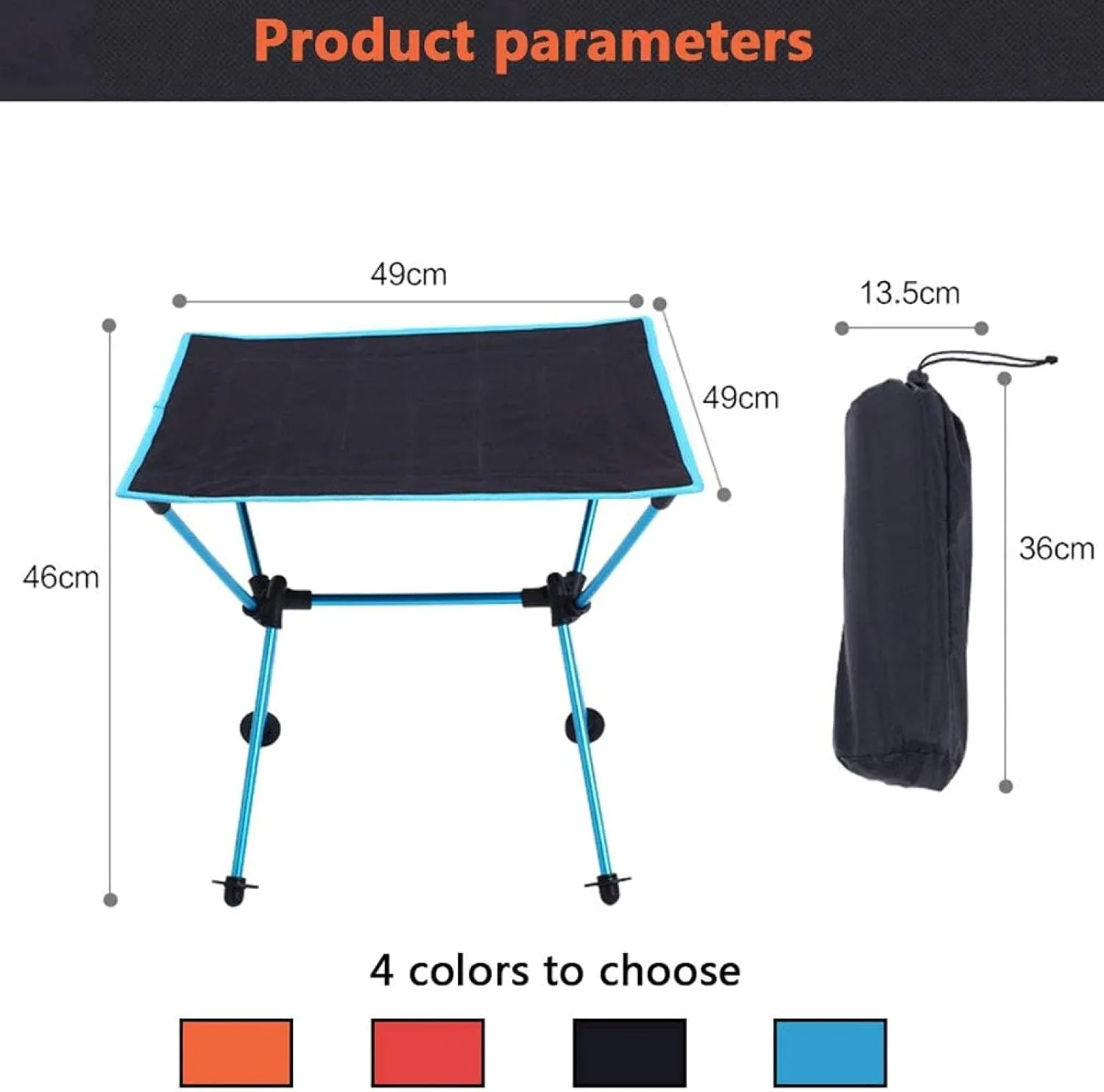 Lightweight Folding Camping Table, Roll Up Portable Picnic Table with Carrying Bag Garden Patio BBQ Party Table,Blue