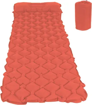 Lightweight Inflatable Cushion Mattress Air Bed Foldable Camping Air Sleeping Pad Mat for Picnic Travel Beach with 2 Way Valve (Orange)