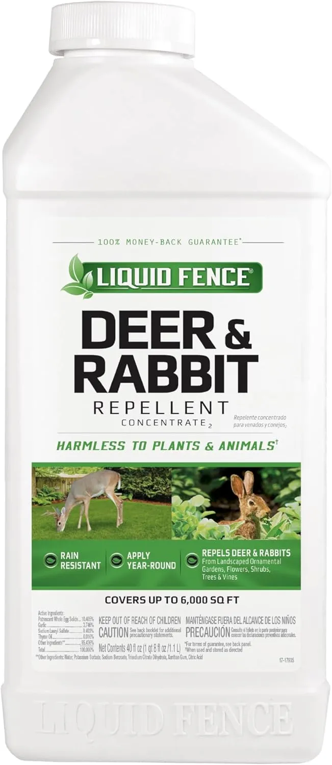 Liquid Fence Deer And Rabbit Repellent Concentrate 40 Ounces, Apply Year-Round, 6 Pack