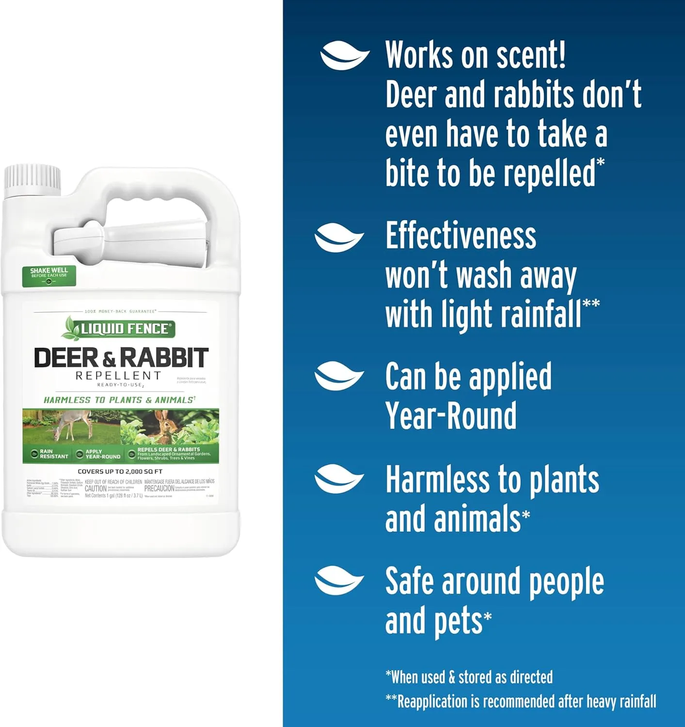 Liquid Fence Deer And Rabbit Repellent Ready-To-Use, Apply Year-Round, 1 Gallon