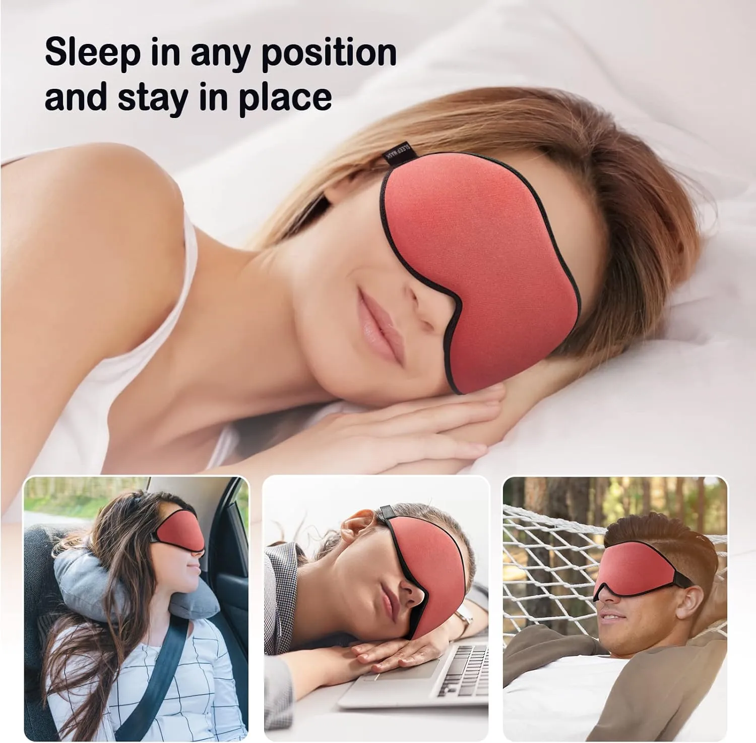 LitBear Sleep Masks for Women, Sleep Eye Mask for Sleeping, Comfortable Night Sleeping Mask, Soft Contoured Eye Cover for Sleeping with Elastic Strap for Side Sleeper Flying Shift Worker Light Sleeper
