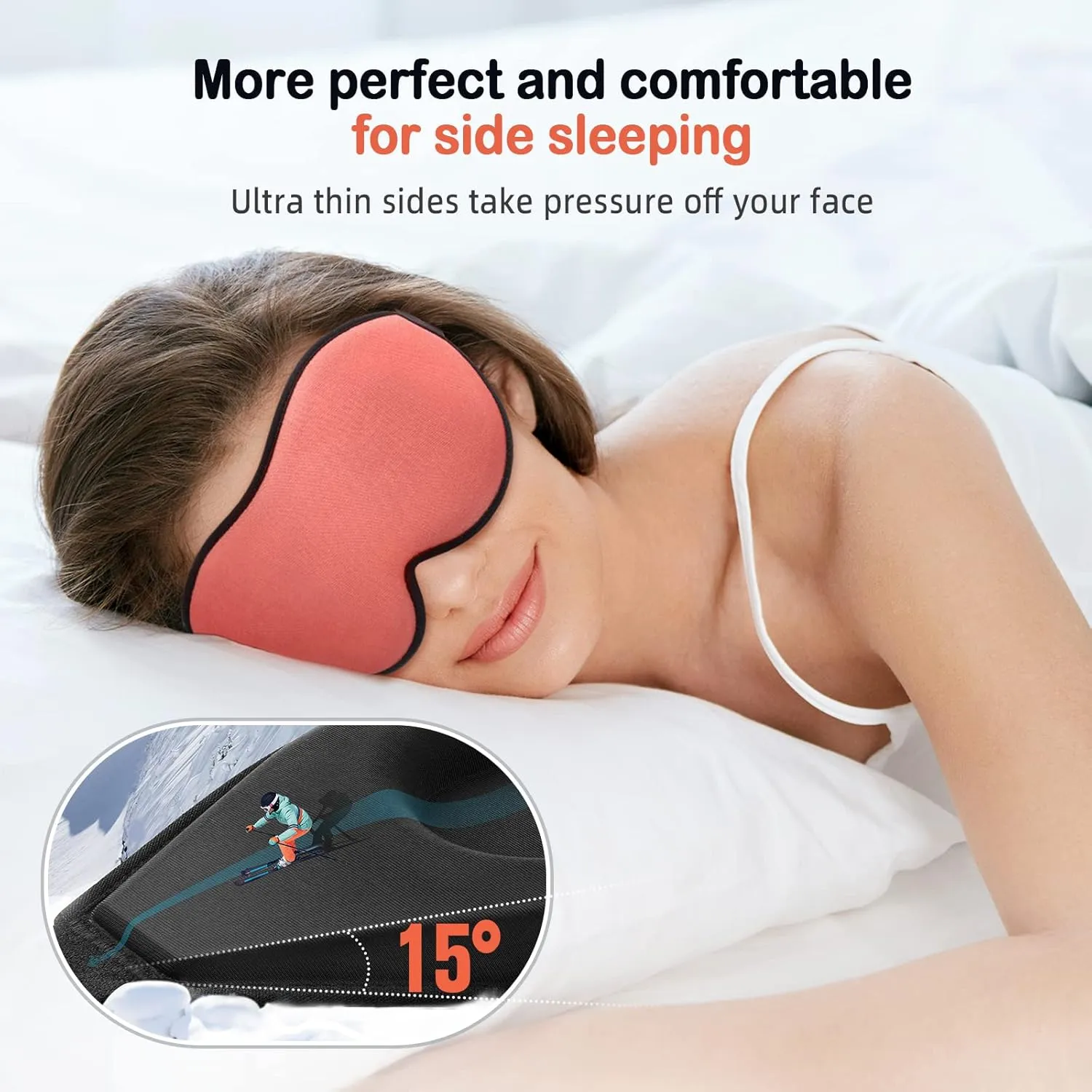 LitBear Sleep Masks for Women, Sleep Eye Mask for Sleeping, Comfortable Night Sleeping Mask, Soft Contoured Eye Cover for Sleeping with Elastic Strap for Side Sleeper Flying Shift Worker Light Sleeper