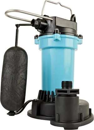 Little Giant 5.5-ASPA 115-Volt, 2100 GPH, 1/4 HP Automatic Aluminum Sump Pump with Snap-Action Float Switch and 10-Ft. Cord, Blue or Black, 505702