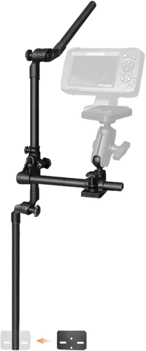 Livescope Pole Mount for Kayak/Boat, Universal 360° Adjustable Rotating Transducer Pole Mount for Garmin/Lowrance, Drill-Down Base, Compatible with C Size Double Socket Arm (Extended Model)