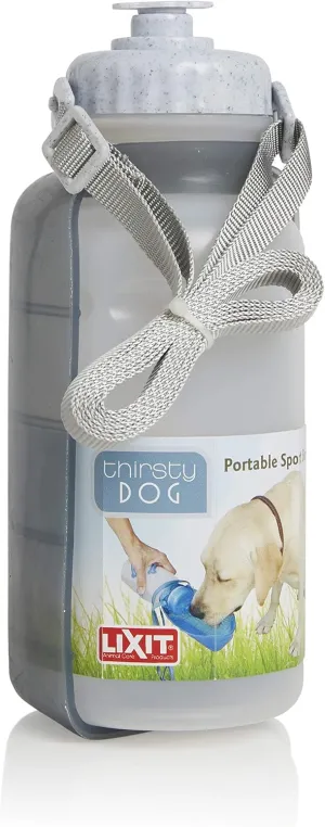 Lixit Hand Held Foldable Travel Hiking Outdoor Watering Bottle Bowl for Dogs (Pack of 1, Granite)