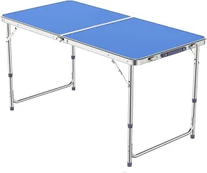 LJYT Portable Camping Side Tables 47.24”x23.62”Aluminum Table with Adjustable Height Legs, Indoor Outdoor Lightweight Portable Folding Aluminum for Picnic Camping
