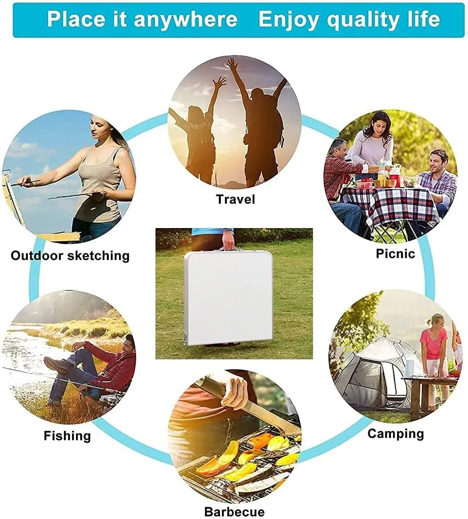 LJYT Portable Camping Side Tables 47.24”x23.62”Aluminum Table with Adjustable Height Legs, Indoor Outdoor Lightweight Portable Folding Aluminum for Picnic Camping