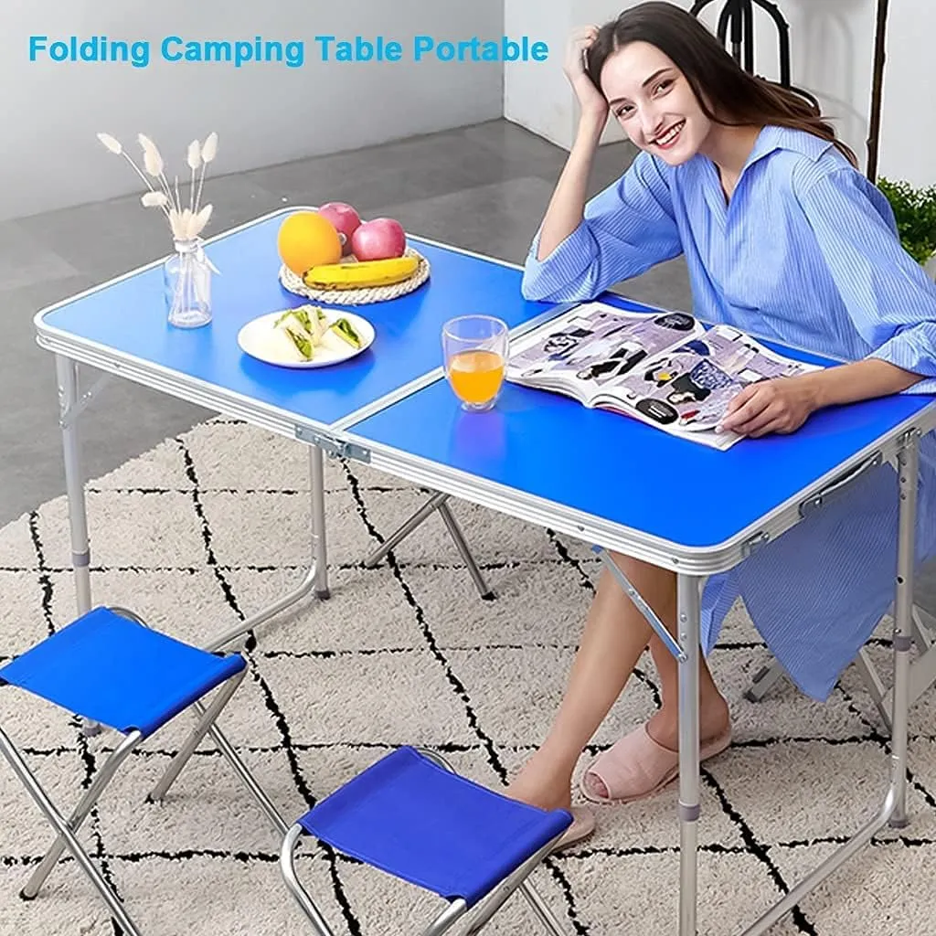 LJYT Portable Camping Side Tables 47.24”x23.62”Aluminum Table with Adjustable Height Legs, Indoor Outdoor Lightweight Portable Folding Aluminum for Picnic Camping