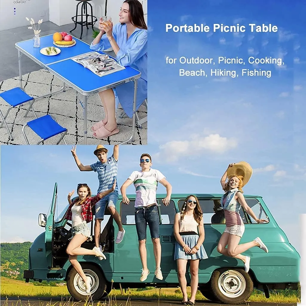LJYT Portable Camping Side Tables 47.24”x23.62”Aluminum Table with Adjustable Height Legs, Indoor Outdoor Lightweight Portable Folding Aluminum for Picnic Camping