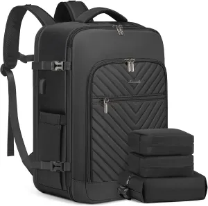 LOVEVOOK 40L Travel Backpack With 3 Packing Cubes,Large Carry on Backpack as Personal Item Airline Approved,Waterproof Daypack Travel Bag TSA Fit 17inch Laptop Luggage With USB Charging Port
