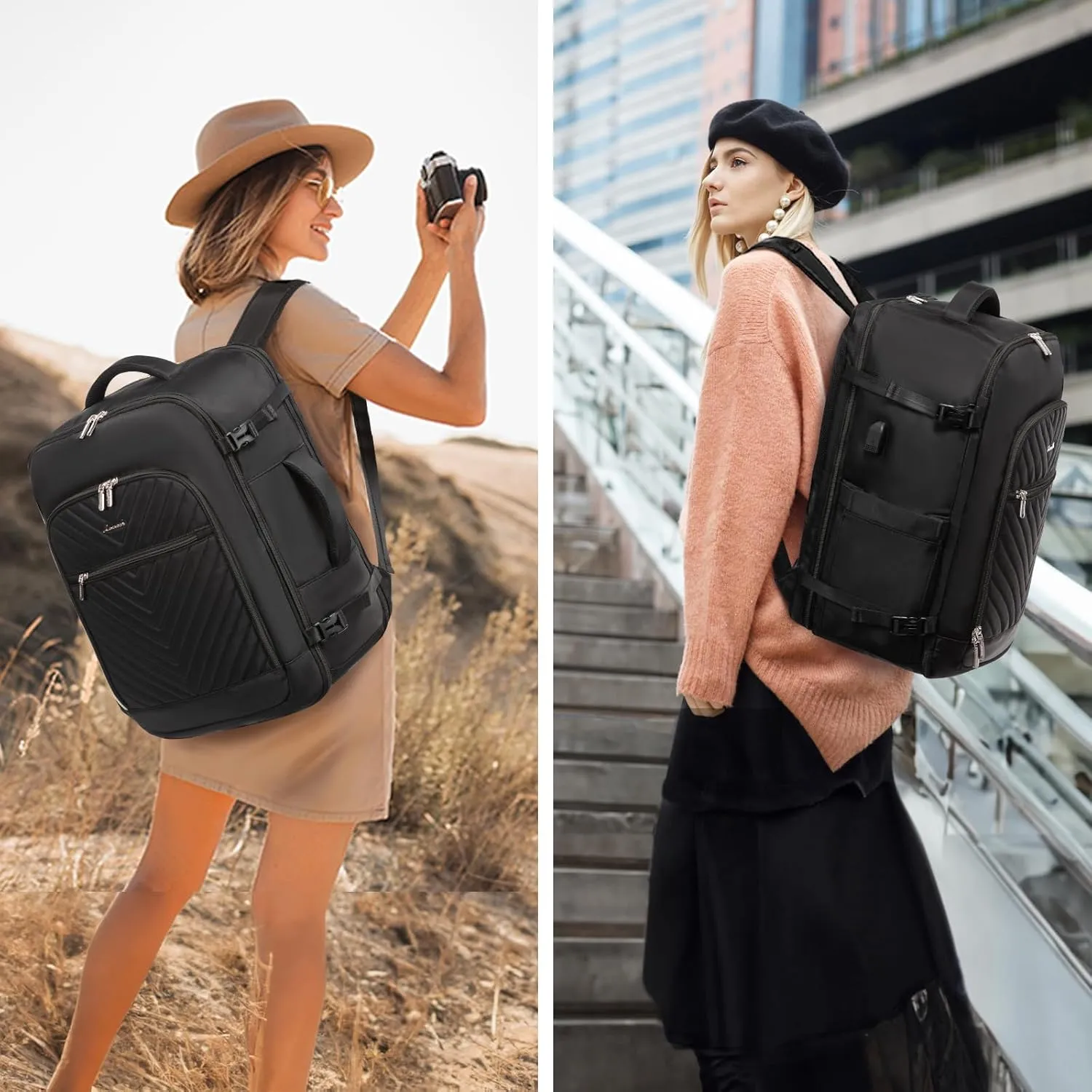 LOVEVOOK 40L Travel Backpack With 3 Packing Cubes,Large Carry on Backpack as Personal Item Airline Approved,Waterproof Daypack Travel Bag TSA Fit 17inch Laptop Luggage With USB Charging Port
