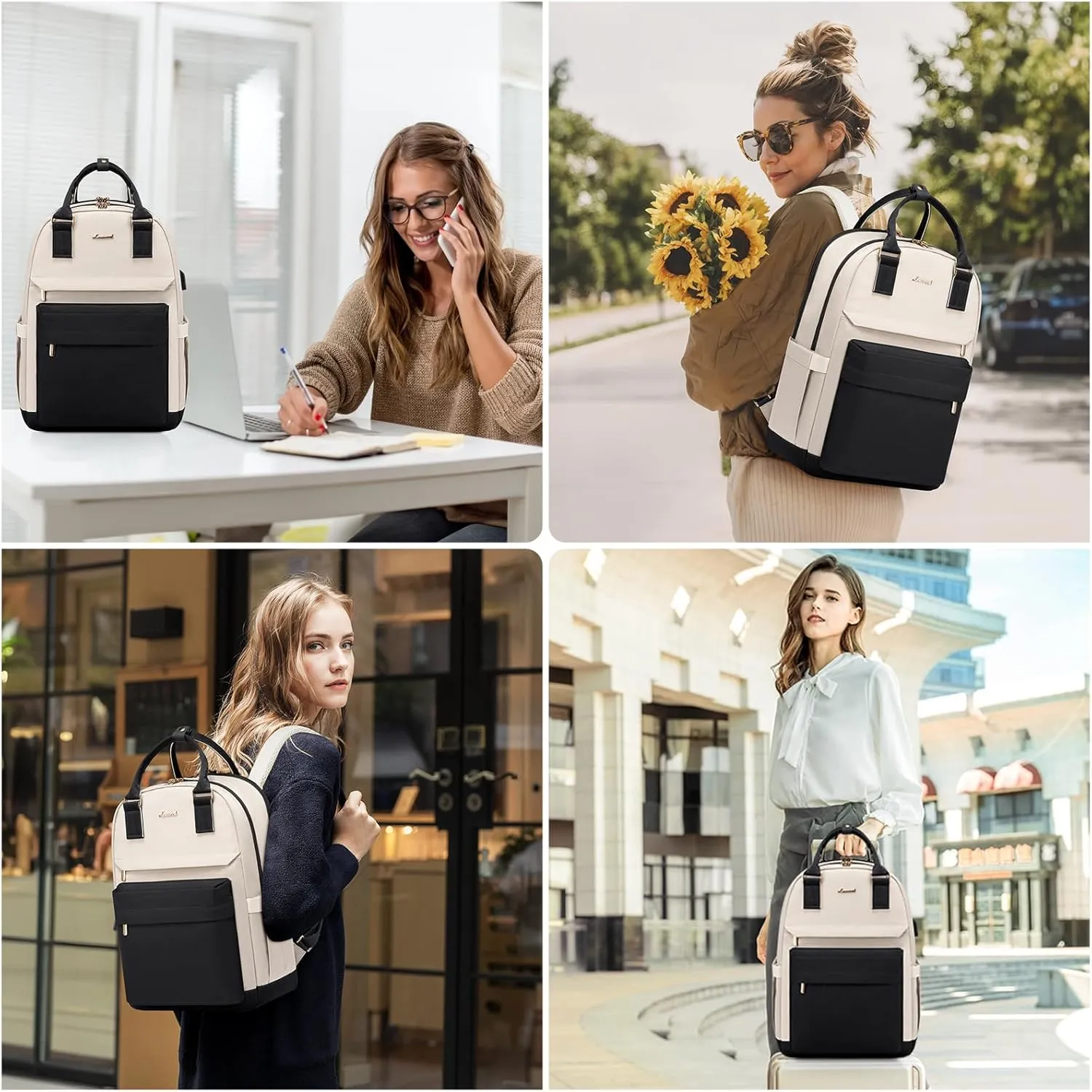 LOVEVOOK Laptop Backpack for Women 15.6 Inch,Cute Backpack Laptop Bag with USB Port,Waterproof Travel Backpack Purse Teacher Nurse Bag Fashion Computer Bag for Work