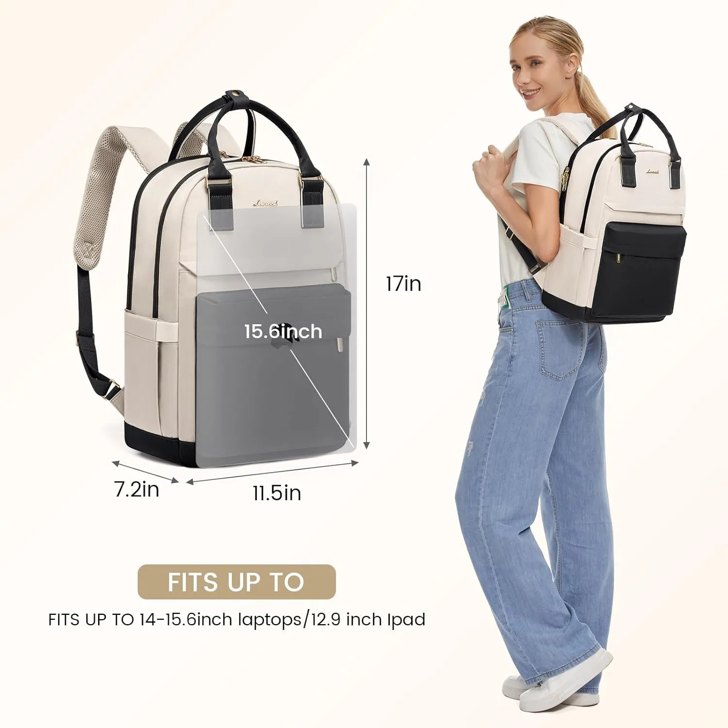 LOVEVOOK Laptop Backpack for Women 15.6 Inch,Cute Backpack Laptop Bag with USB Port,Waterproof Travel Backpack Purse Teacher Nurse Bag Fashion Computer Bag for Work
