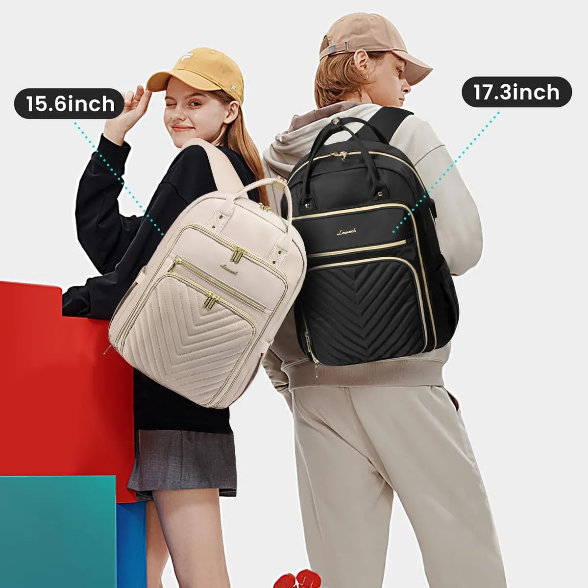 LOVEVOOK Laptop Backpack Women Teacher Backpack,15.6 Inch Laptop Bag with USB Port,Waterproof Daypack for Work Travel Antiquewhite