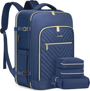 LOVEVOOK Large Travel Backpack for Women,Carry on Backpack Flight Approved,Personal Item Backpack Travel Bag with 3 Packing Cubes,Waterproof Back Pack TSA Fit 17inch Laptop Luggage with USB Port