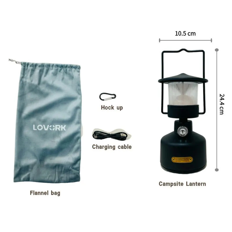 LOVORK Lumi | Retro Camping Lamp – Blow-Out Technology, Adjustable Ambiance Lighting