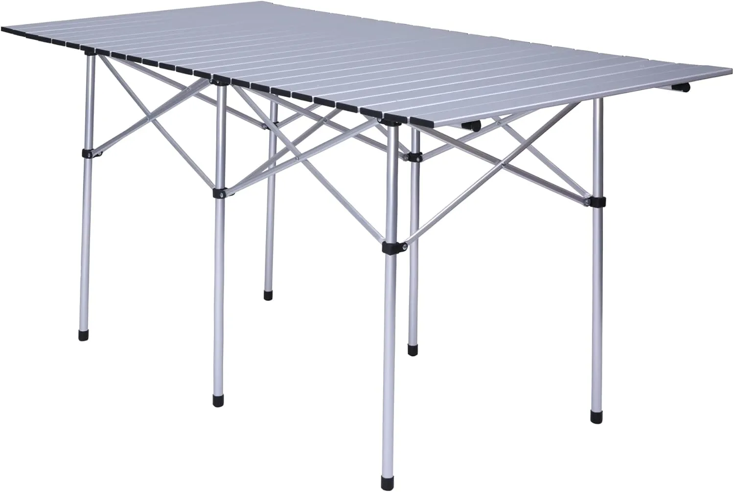 LUCKYERMORE Folding Camping Table, Outdoor Portable Table 4-6 Person, Roll up Aluminum Table with Carry Bag,Camping Picnic Barbecue Backyard Party, 55”x28”x28”