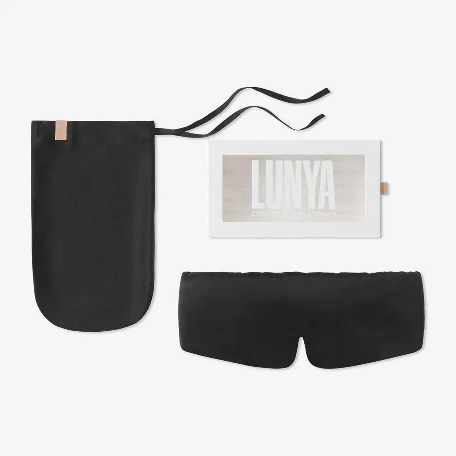 Lunya Sleep Mask with Box - Washable Silk Sleeping Mask and Headband for Beauty Routines - Thermoregulating Comfort for Restful Nights - Silk Eye Mask for Women - Large - Immersed Black