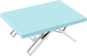 Maarch Small Beach Table for Sand Foldable, Plastic Folding Beach Tray Table, Portable Mini Low Picnic Camping Table, Light Blue