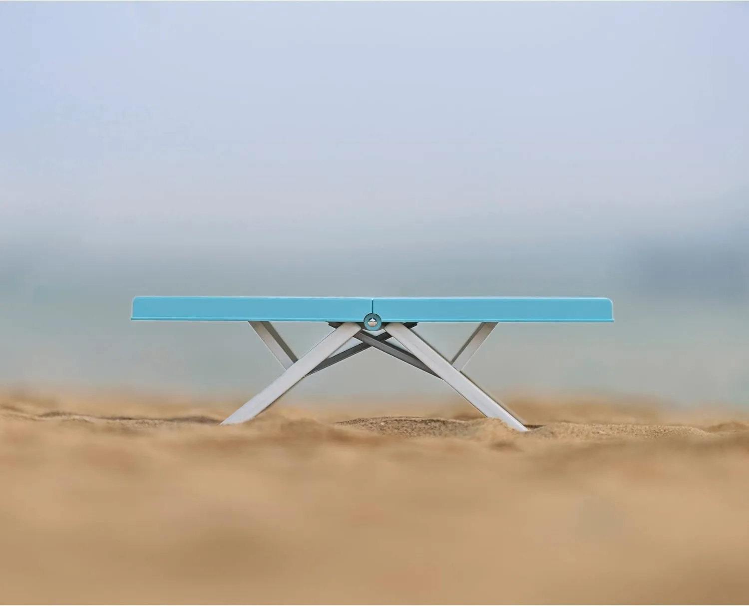 Maarch Small Beach Table for Sand Foldable, Plastic Folding Beach Tray Table, Portable Mini Low Picnic Camping Table, Light Blue