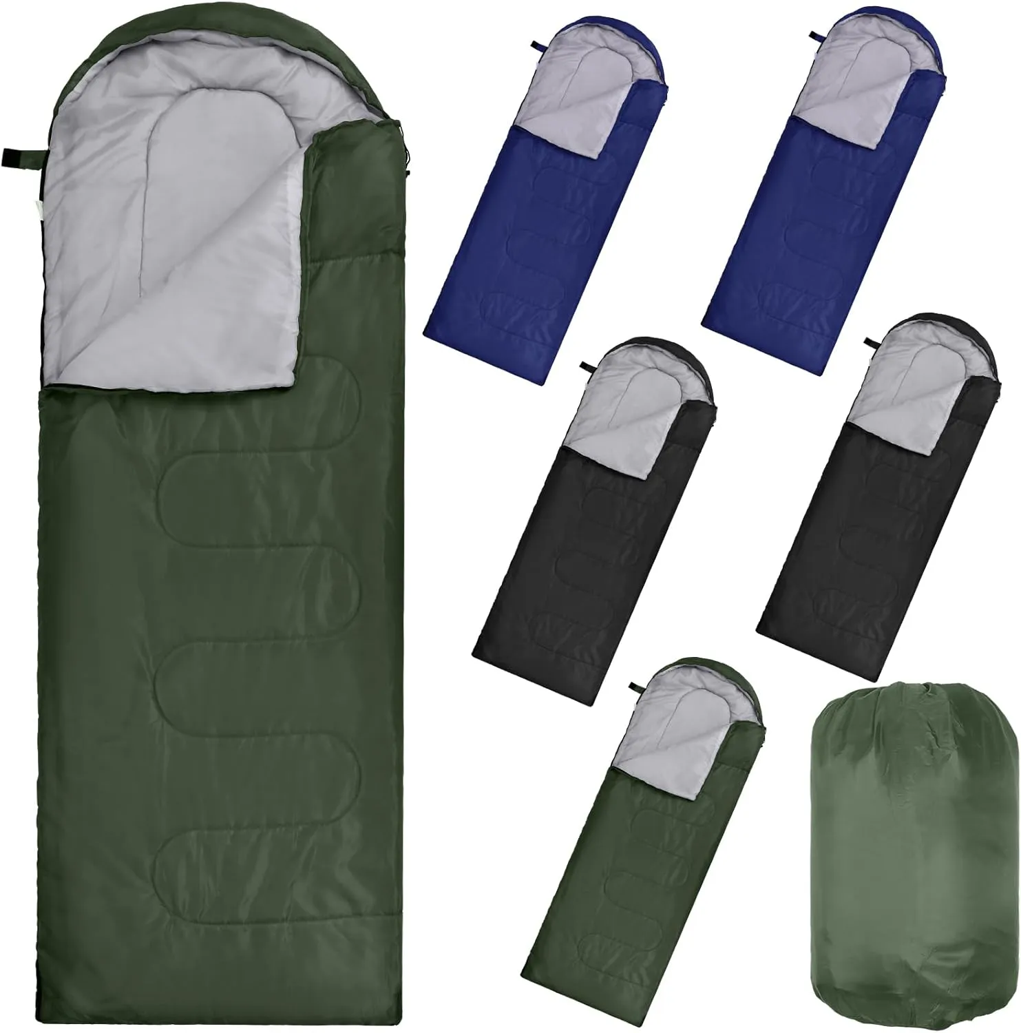 Macarrie 6 Pack Camping Sleeping Bags Bulk for Adults Backpacking Lightweight Waterproof 4 Season with Compression Sack Sleeping Bag for Hiking Travel Outdoor Travel Hunting