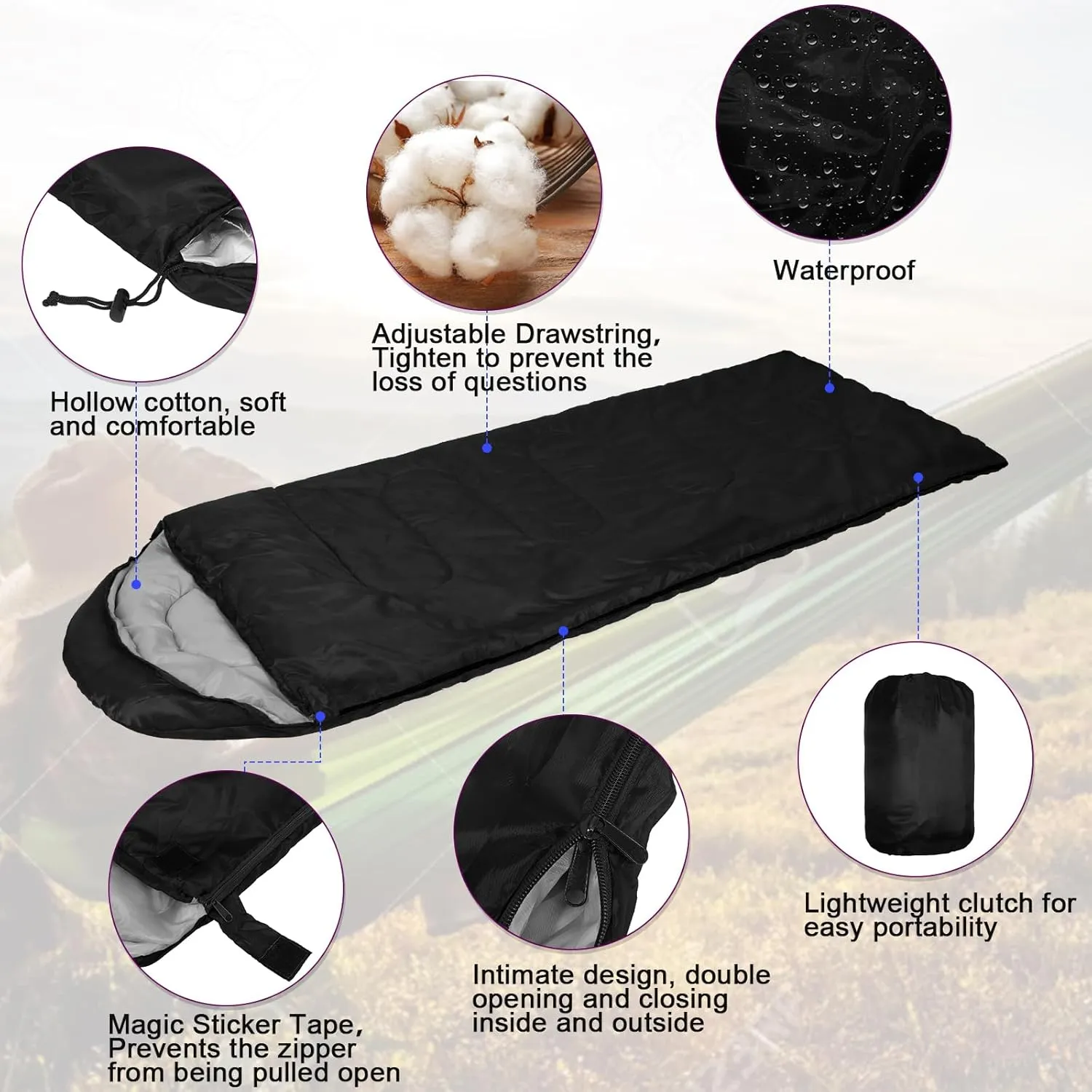 Macarrie 6 Pack Camping Sleeping Bags Bulk for Adults Backpacking Lightweight Waterproof 4 Season with Compression Sack Sleeping Bag for Hiking Travel Outdoor Travel Hunting
