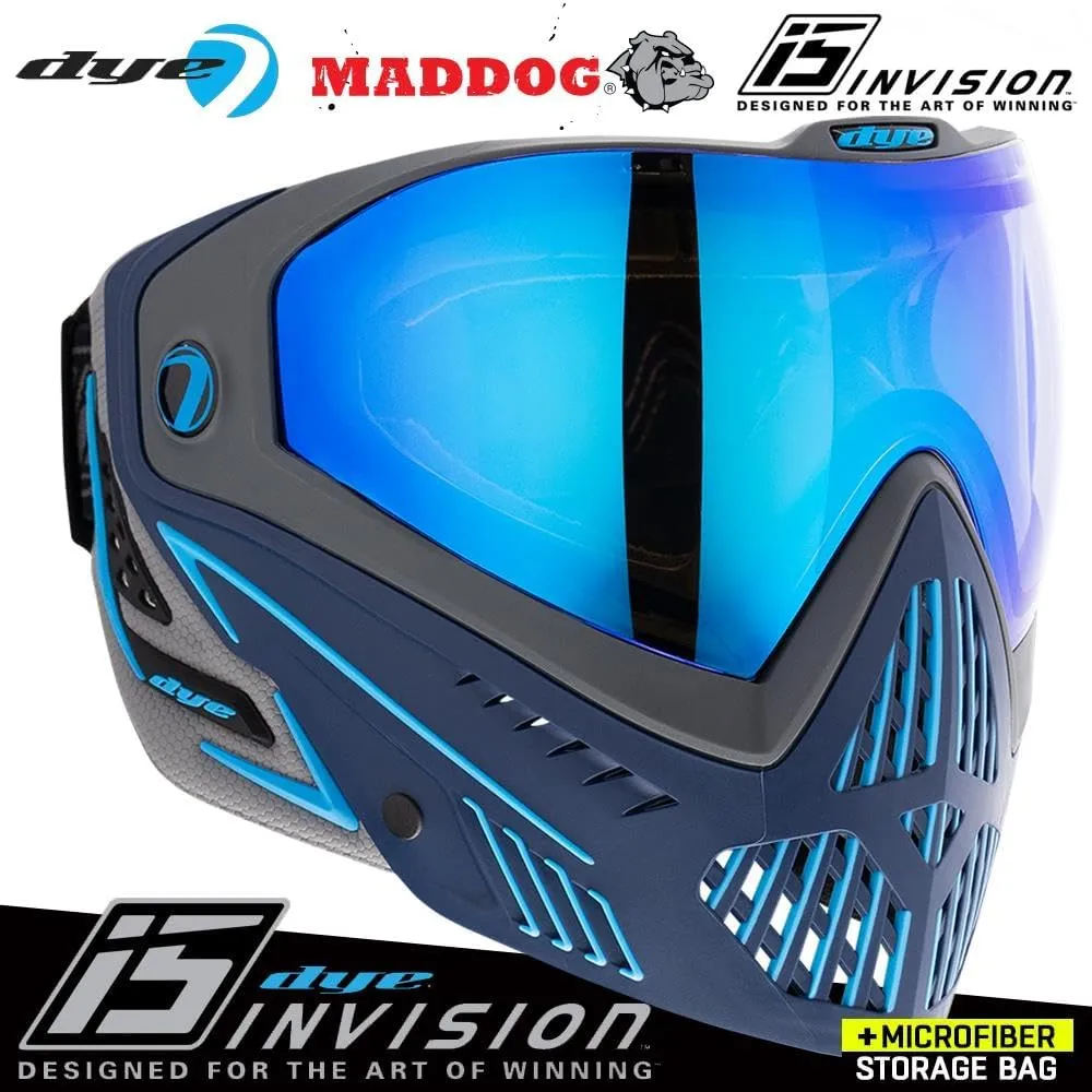 Maddog Dye i5 Thermal Anti-Fog Paintball Airsoft Mask Goggle System Combo with Microfiber Bag | Safety Certified Protection