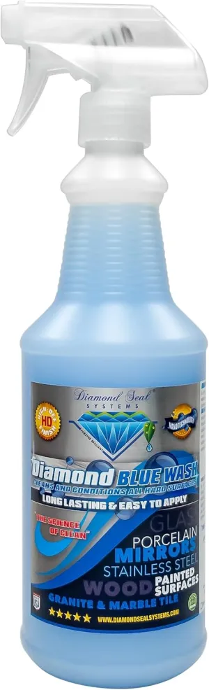 Made in the USA. Diamond Blue Repellent Wash Multi Surface. Cleans,Shine Best Cleaner for Glass, Granite, Countertops Wood & Stainless Steel. Direct from the Manufacturer 32oz Easy to use spray bottle