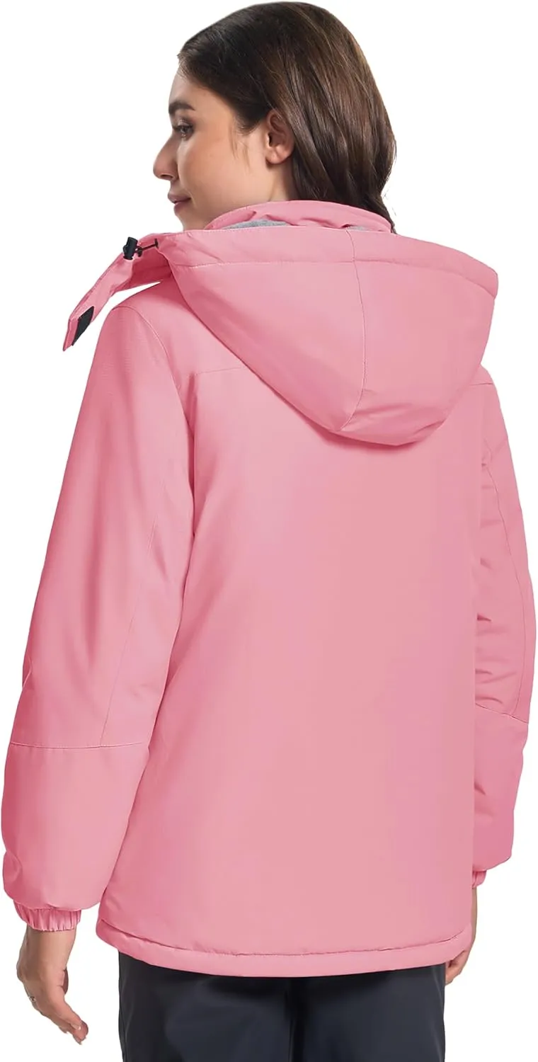 MAGCOMSEN Women's Winter Coats Waterproof Insulated Snow Ski Jacket Hood Fleece Lined Warm Mountain Snowboarding Windbreaker