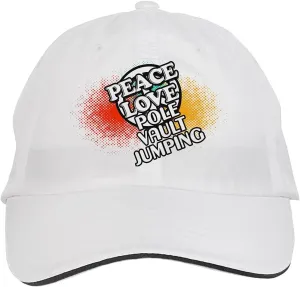 Makoroni - Peace Love Pole Vault Jumping Hat Adjustable Cap, DesN97 White