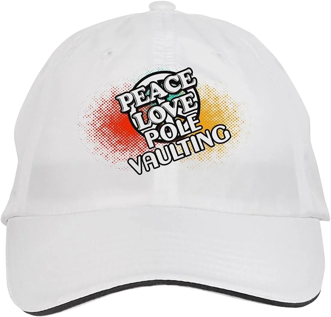 Makoroni - Peace Love Pole Vaulting Hat Adjustable Cap, DesN98 White