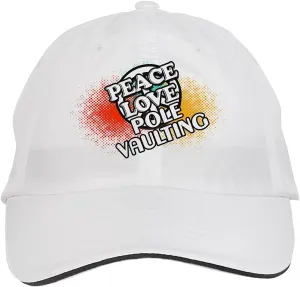 Makoroni - Peace Love Pole Vaulting Hat Adjustable Cap, DesN98 White