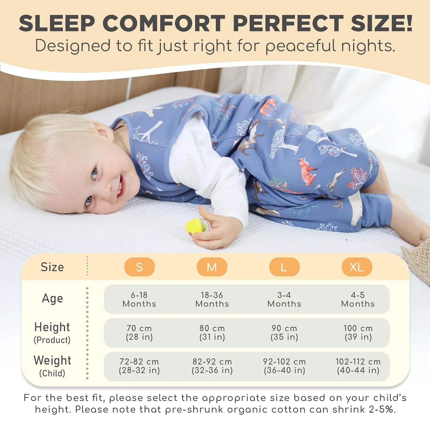Mama Cheetah Toddler Sleep Sack with Feet 2T, 2.5 TOG Organic Cotton Baby Sleeping Bag with Legs, Baby Wearable Blankets for Walkers w/ 2-Way Zipper, Baby Sleep Sack for Girls Boys, Medium