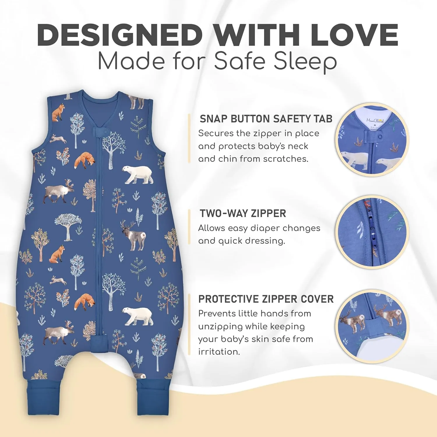 Mama Cheetah Toddler Sleep Sack with Feet 2T, 2.5 TOG Organic Cotton Baby Sleeping Bag with Legs, Baby Wearable Blankets for Walkers w/ 2-Way Zipper, Baby Sleep Sack for Girls Boys, Medium