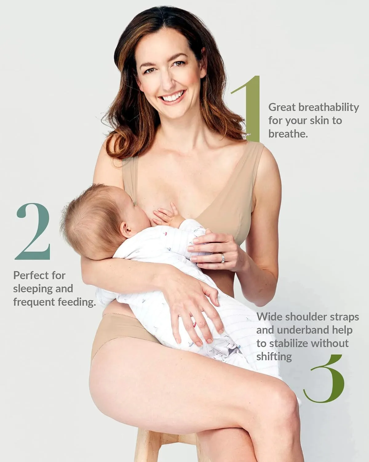 Mamaway Breezy Crossover Nursing Maternity Breathable Bra, Odorless, Soft, Lightweight for Sleeping, Pregnancy, Breastfeeding