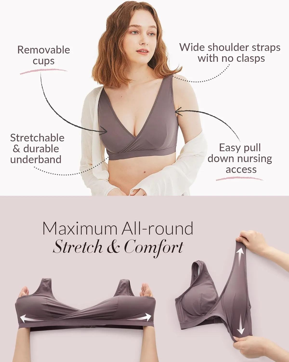 Mamaway Breezy Crossover Nursing Maternity Breathable Bra, Odorless, Soft, Lightweight for Sleeping, Pregnancy, Breastfeeding
