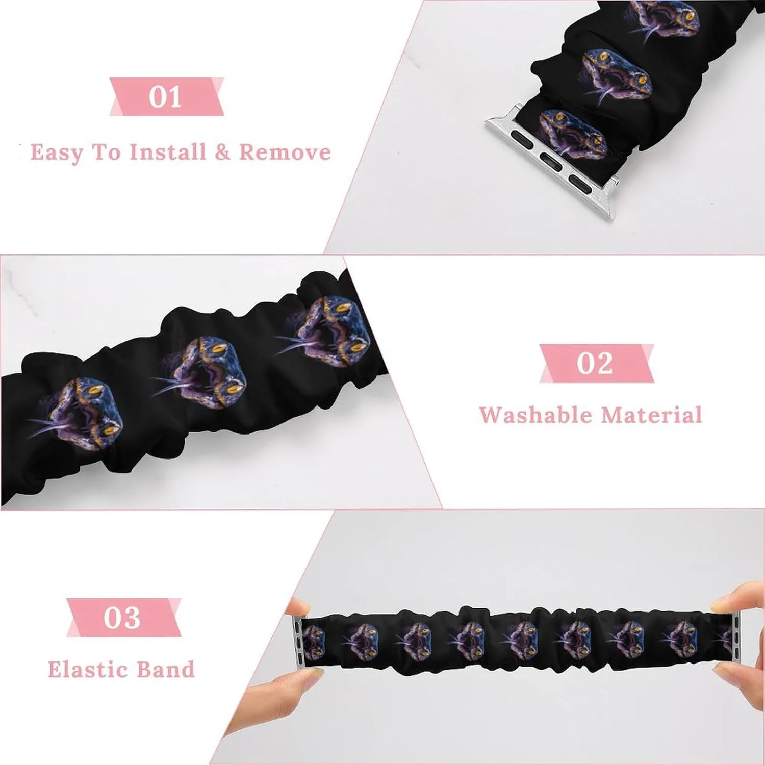 Mambasnakes Snakes Fashion Watch Strap Scrunchies Wristbands Compatible With IWatch Series