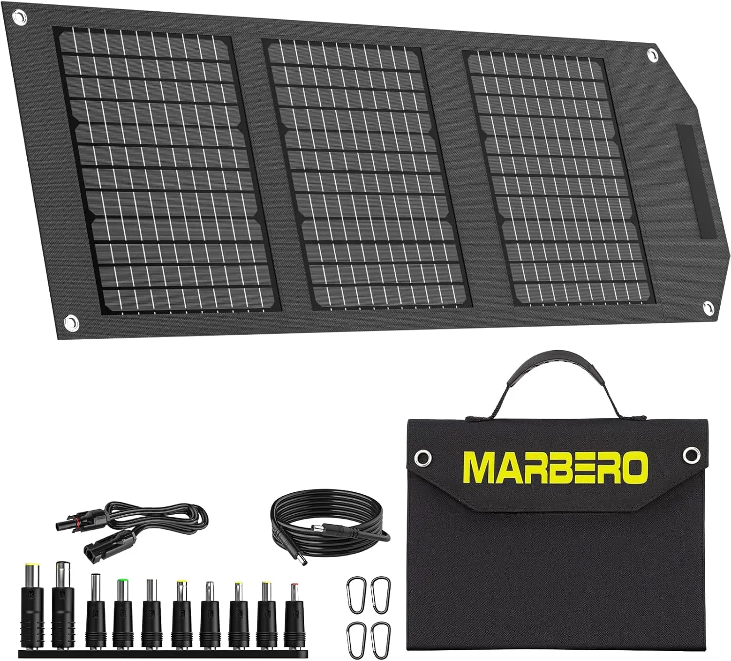 MARBERO Foldable Portable Solar Panel 30W Solar Panel Charger for Power Station >23% High Efficiency USB & DC Port Compatible with Cell Phone Ipad Laptop IP65 Waterproof for Camping Outdoor Cloudy