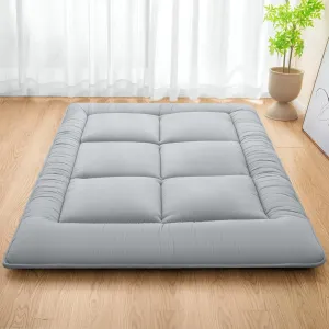 MASVIS Japanese Futon Mattress,Floor Mattress Thicken Sleeping Mattress Foldable & Portable Roll up Camping Mattress,Grey,Queen