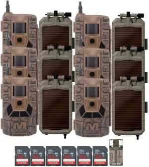 Matrix 36MP Imaging Cellular Trail Camera with On Demand Photo (Mud, 6-Pack) Bundle with Solar Power Panel (6-Pack), 32GB UHS-I Memory Card (6-Pack), and USB 2.0 Card Reader (19 Items)